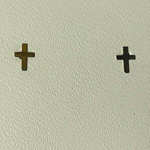 14K Yellow Gold Cross Earrings with 14K Gold backs